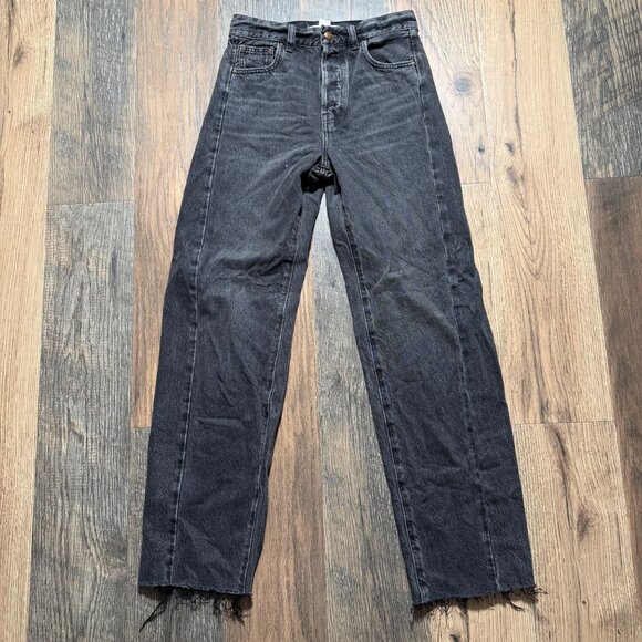 Madewell Denim - Madewell Tall Pieced Barrel-Leg Jeans Women's Size 23T in Lockside Wash Black